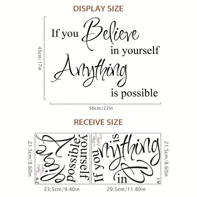 "If You Believe In Yourself Anything Is Possible" Wall Decal 17" x 22" Home & Garden:Home Décor:Decals, Stickers & Vinyl Art GoodDecor
